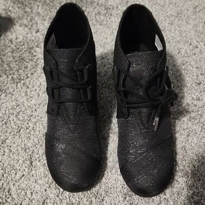 Toms Black Glitter Heeled Boots